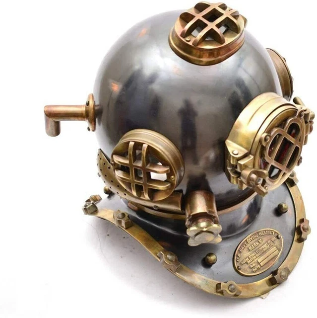 Reproduction De Casque De Plongée US Navy Mark V - Acier Et Laiton - Modèle Haute Mer