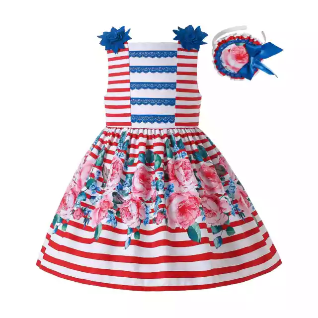 Pettigirl Spanish Clothes Girls Striped Dress Floral 2 3 4 5 6 7-8 9-10 11-12
