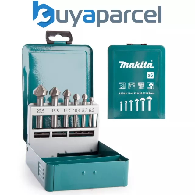 Makita D-42204 Countersink 6 Piece Drill Bit Set Metal Case 6.3 - 20.5mm M3 M10