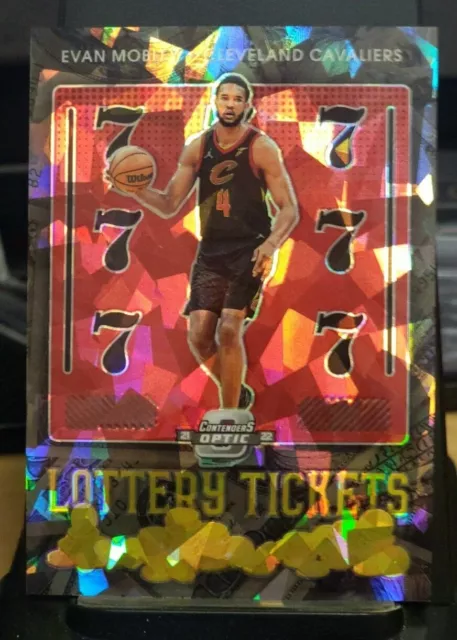 2021 Panini Contenders Optic Red Cracked Ice Prizm Lottery Ticket Evan Mobley #3