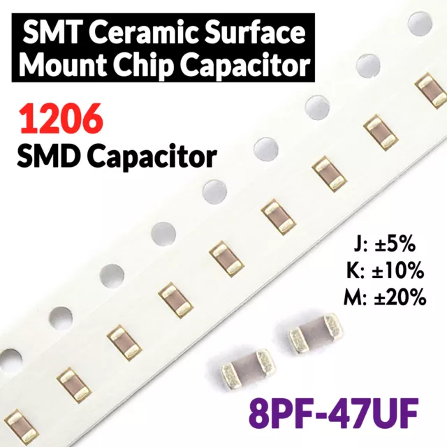 1206 SMD Capacitor SMT Ceramic Surface Mount Chip Capacitors 8PF-47UF ±5/10/20%