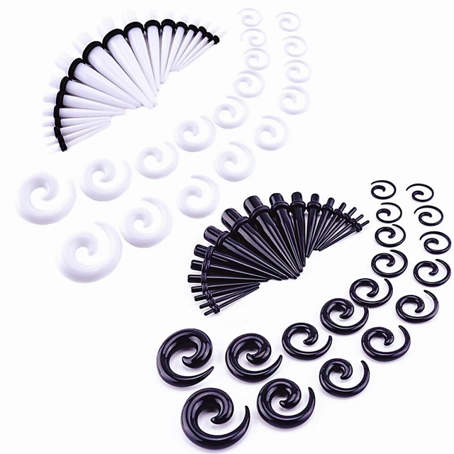 32pc Set 14g-00g Snail Spiral Acrylic Hook Ear Plug O-ring Taper Stretching Kit