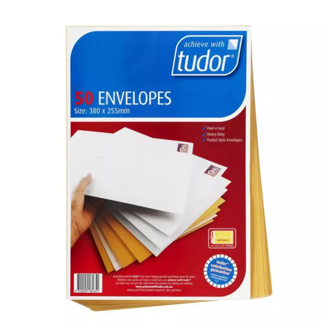 Tudor Kraft Riciclato Peel E Sigillare Busta 380x255mm 50pk Premium Qualità