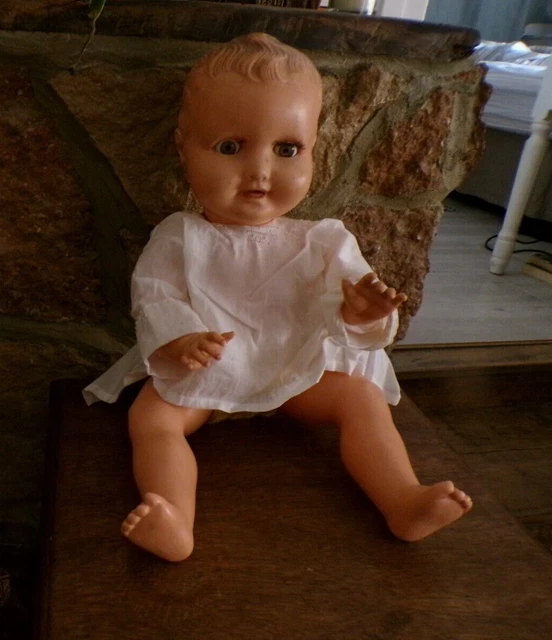 Poupon Ancien Français 1900 – 55 Cm, En Rodoid, Garçon, Rare, état D'occasion