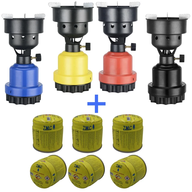 SMH LINE® Réchaud à charbon de camping 4 cartouches de gaz de 190 g - Mélange de butane et propane - Brûleur à gaz en métal - Pour le camping et SMH LINE® Réchaud à charbon de camping 4 cartouches de gaz de 190 g - Mélange de butane et propane - Brûleur à gaz en métal - Pour le camping et