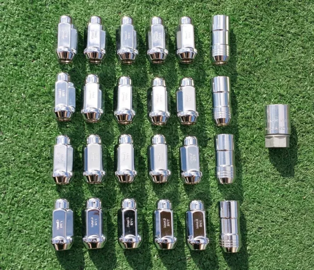 24 New Chrome GM OEM Factory Wheel Lugnuts Locks Escalade Suburban Tahoe Yukon