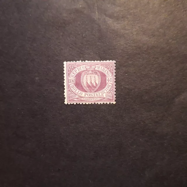 San Marino 1877/ Stemma - 40 Cent. Lilla Scuro, Linguellato Mh*