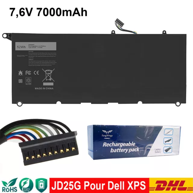 Batterie JD25G pour DELL XPS Serie 13 9343 9350 P54G P54G001 P54G002 90V7W 7.6V