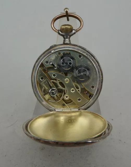 Schwere offene Herrentaschenuhr Perfecta Silber um 1900 (69114) 2