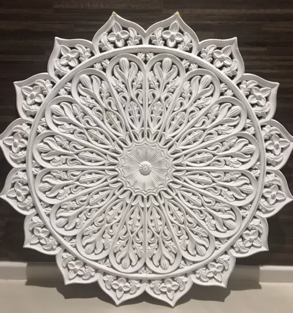 Mandala Wall Art Hand carved wooden wall sculpture Big Large Round 80 Cm