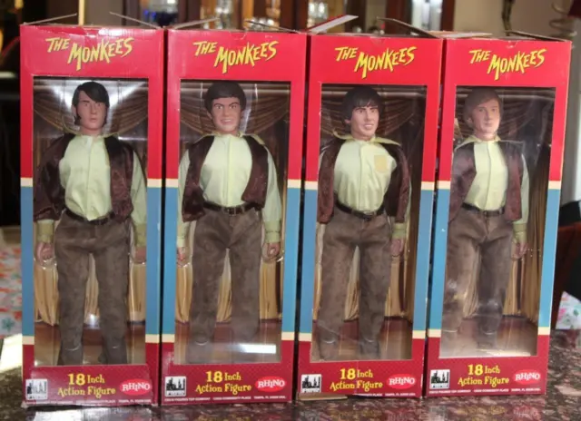 4-pc Complete Rhino Toy Figures Co. The Monkees 18" Action Figures