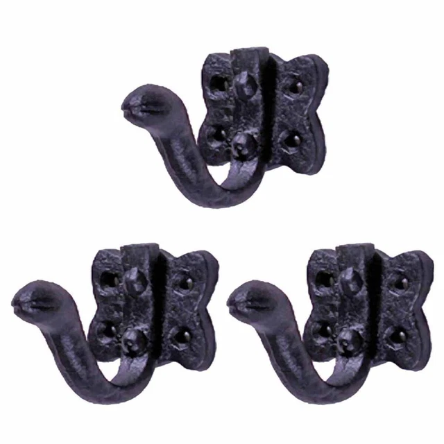 Cast Iron Coat Hook Elephant Trunk Rustic Wall Hung Design set of 3