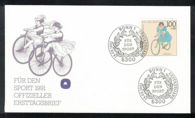 FDC Bund 1991, Fahrrad-Motiv, Für den Sport
