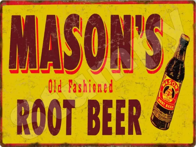 Masons Old Fashioned Root Beer Metal Sign 9" x 12"