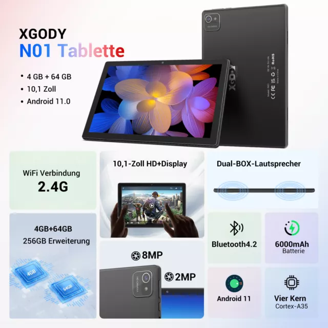 N01 PRO Pad  Tablet 10 Zoll Android 12 256/64GB(1TB TF) 6000mAh WiFi Tablet PC 2