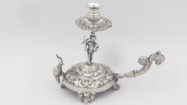 Prunkvoller Tafelaufsatz Kerzenhalter massiv Silber gestempelt 1830 Fussschale