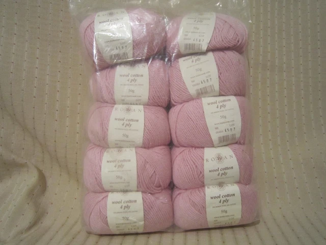 10 X 50G Rowan Wool Cotton 4Ply Petal Shade 0484 Lot 4507