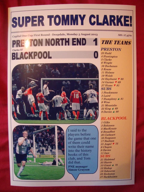Preston North End 1 Blackpool 0 - 2013 Capital One Cup - Souvenirdruck