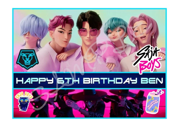 PERSONALISED SAJA BOYS Kpop Demon Hunters Edible Costco/Asda Size Cake