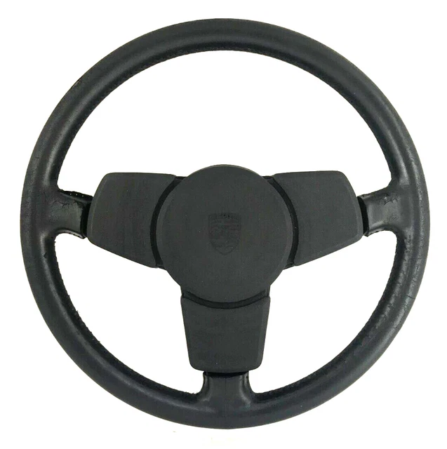 GENUINE PORSCHE OEM black leather steering wheel. 911 Carrera SC Turbo etc. 15C 913.35