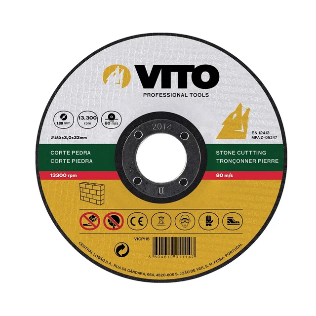 Disque à tronçonner la pierre Diamètre 180 mm Alésage 22 mm VITOPOWER