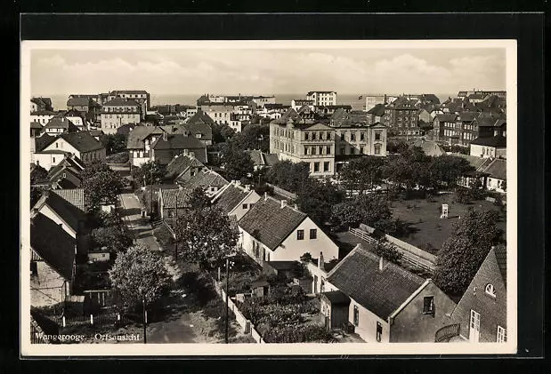 Wangerooge, Ortsansicht aus der Vogelschau, Ansichtskarte 1940