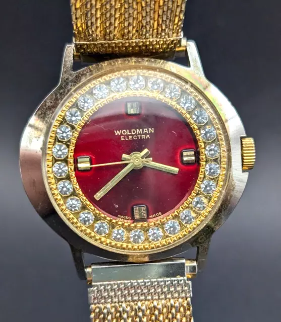VINTAGE WOLDMAN ELECTRA Gold Tone 38mm Swiss Mechanical Watch PARTS or REPAIR 9.95 PicClick