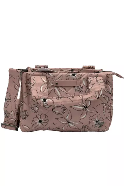 Lug Quilted Crossbody with Tote Handles Jitterbug Sketch Floral Blush