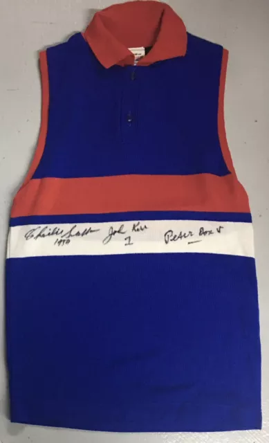 CHARLIE SUTTON + BOX + KERR Signed Jumper Footscray Bulldogs 1954 Vintage COA