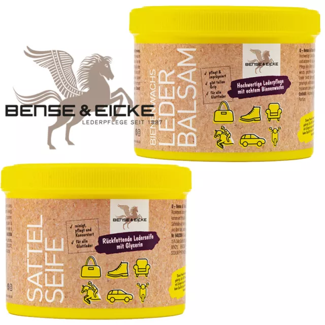 Sattelseife 500 ml + Bienenwachs-Leder-Balsam 500 ml B & E Lederpflege Fett