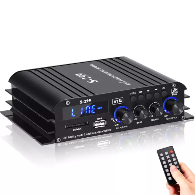 S299 Max 800W Bluetooth Home Audio Amplifier, RMS 40Wx4 4.1CH Bluetooth Power Am