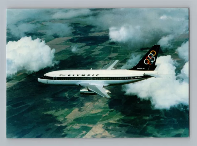 Aviation Airplane Postcard Olympic Airways Airlines Boeing 737 Midair BH1