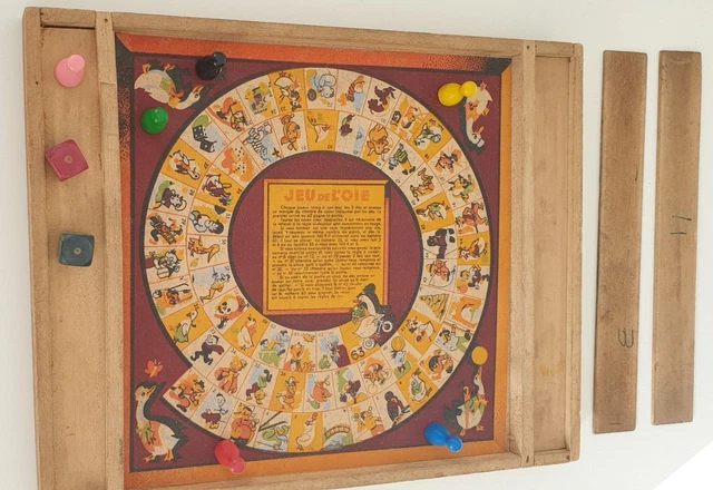 Jeu De L'oie Ancien JFL Paris Avec Damier Au Verso - Occasion En Bois