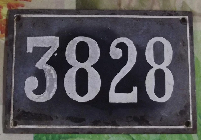 Grande Old Black French House Number 3828 Door Gate da Parete Piatto D Metallo+