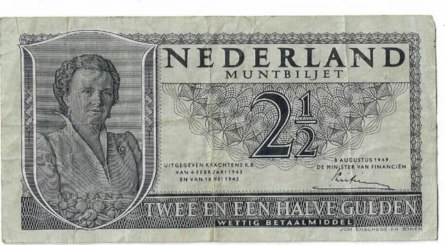 Netherlands 2,5 Gulden muntbiljet 1949 P# 73