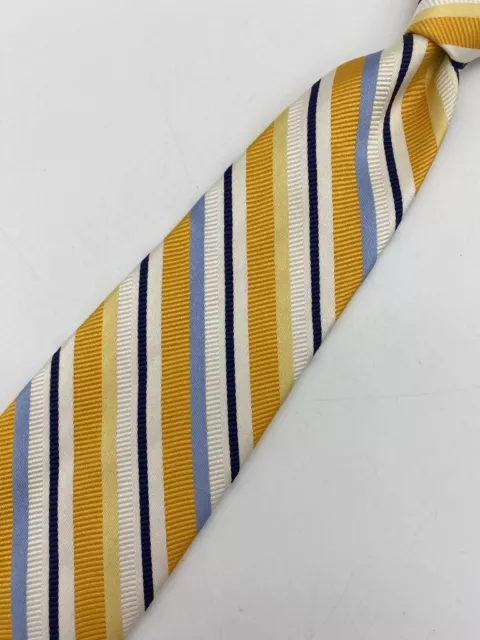 Robert Talbott BOC Men's Tie Fine Patterned Silk Hand Sewn USA 62 in Yellow Blue