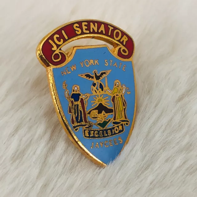 Vtg New York State Jaycees JCI Senator Enamel Excelsior Lapel Pin