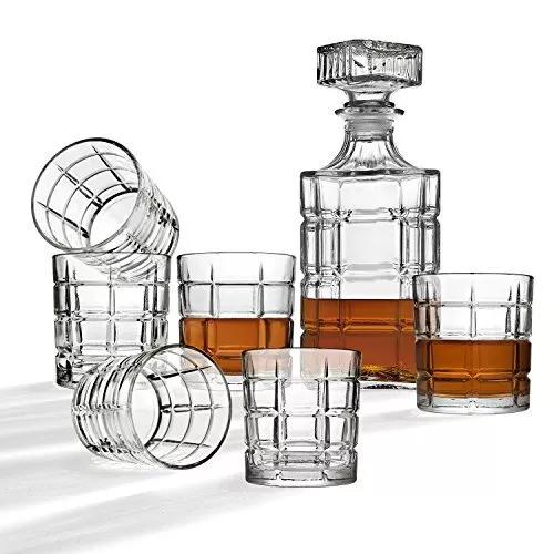 Whiskey Decanter And Glasses Bar Set Includes Whisky Decanter And 6 Cocktail Gla
