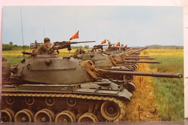 New York NY Camp Drum M48 Patton Tanks On Line Postcard Old Vintage Card View PC