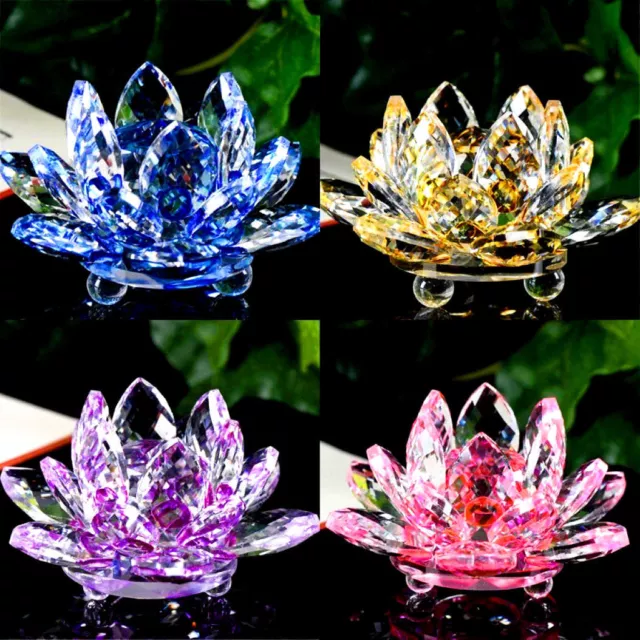 Large All Colours Crystal Lotus Flower Ornament Crystocraft Home Decor_Newukfast 2