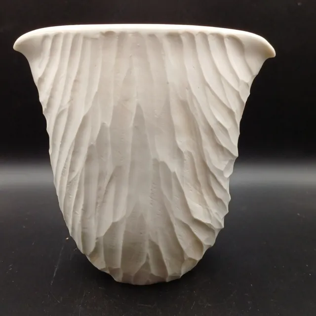 Studio Pottery Vase Signed White Textured 1970s Style MCM Scandinavian?