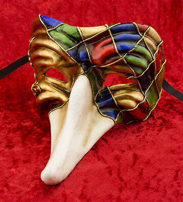 Mask from Venice Capitano Ibis IN Paper Mache White And Golden Mixed 361 VG7