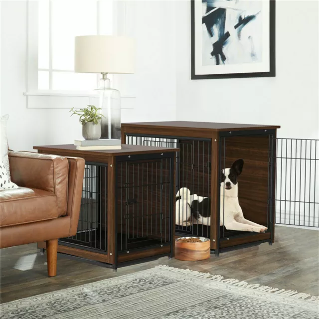 Crate End Table Large Dog Puppy Pet Kennel House Indoor Wooden Furniture Cage