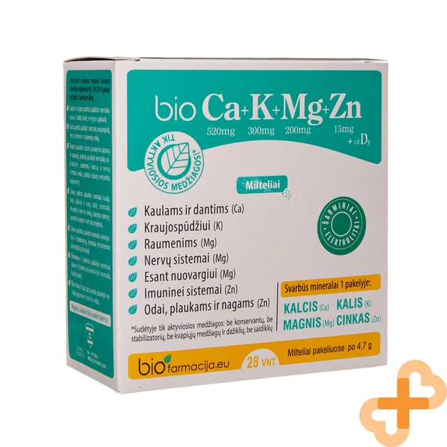 BIO CA+K+MG+ZN VITAMIN D3 28 Sachets Soluble In Water Nervous System ...