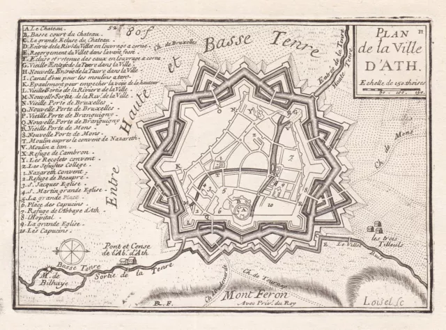 Ath Hainaut Wallonie Belgique Plan Fortification Beaulieu 1680