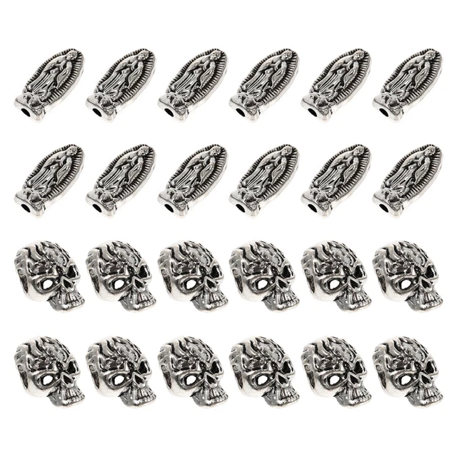 60Pcs Viking Haar Bart Perlen Antike Nordischen Rohr Perlen Pirate Schädel Kopf