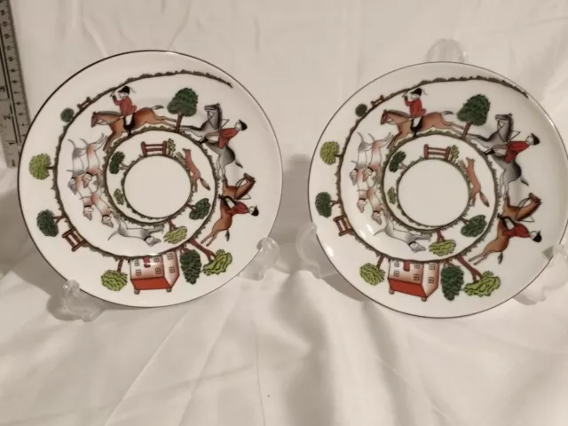 2x Crown Staffordshire Jagdszene Seitenplatten (ca. 16cm) ii