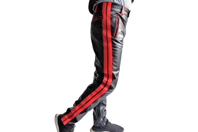 Pantalon En Cuir De Motard Matelassé Pour Homme - Rouge - Tailles 28 à 48 - Coupe Skinny - Neuf Avec étiquettes - Style Urbain