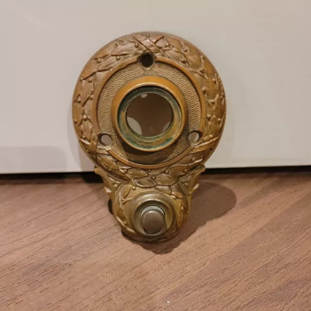 Antique Vintage Sargent Cast Bronze Door Knob Doorknob Bell Ringer Plate