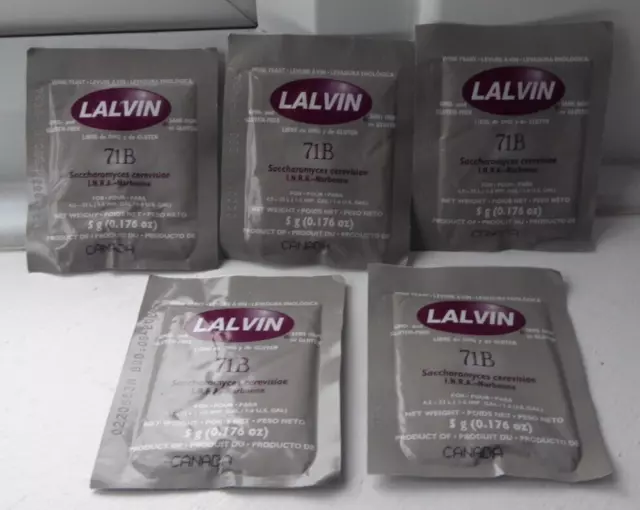 5 x bustine di Lalvin 71B senza glutine BB 06/2024